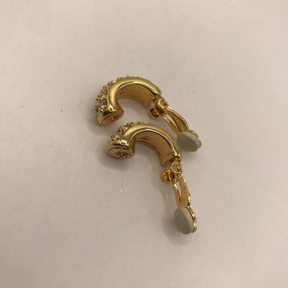 Swarovsky Gold-Tone & Crystal Half Hoop Earrings - Picture 8 of 9